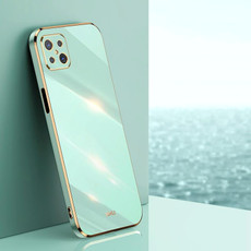 For OPPO A92s XINLI Straight 6D Plating Gold Edge TPU Shockproof Case(Mint Green)