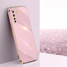 For OPPO A91 XINLI Straight 6D Plating Gold Edge TPU Shockproof Case(Cherry Purple)