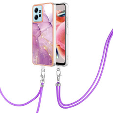For Xiaomi Redmi Note 12 4G Global Electroplating Marble Dual-side IMD Phone Case with Lanyard(Purple 001) For Xiaomi Redmi Note 12 4G Global Electroplating Marble Dual-side IMD Phone Case with Lanyard(Purple 001)