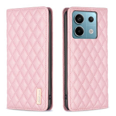 For Xiaomi Redmi Note 13 Pro Diamond Lattice Magnetic Leather Flip Phone Case(Pink)