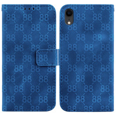 For iPhone XR Double 8-shaped Embossed Leather Phone Case(Blue)