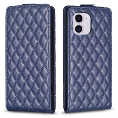 For iPhone 12 / 12 Pro Diamond Lattice Vertical Flip Leather Phone Case(Pink)