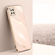 For OPPO A72 XINLI Straight 6D Plating Gold Edge TPU Shockproof Case(Pink)