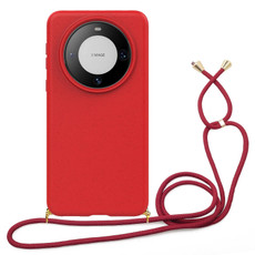 For Huawei Mate 60 Pro Wheat Straw Material + TPU Phone Case with Lanyard(Red) For Huawei Mate 60 Pro Wheat Straw Material + TPU Phone Case with Lanyard(Red)