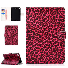 Colored Pattern Drawing Horizontal Flip PU Leather Case with Three-folding Holder & Sleep / Wake-up Function for Mini 1 / 2 / 3 / 4(Red leopard grain)