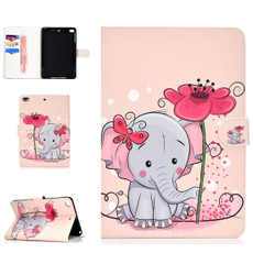 Colored Pattern Drawing Horizontal Flip PU Leather Case with Three-folding Holder & Sleep / Wake-up Function for Mini 1 / 2 / 3 / 4(Elephant flower)