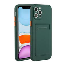 For iPhone 12 Pro Max Card Slot Design Shockproof TPU Protective Case(Dark Green)