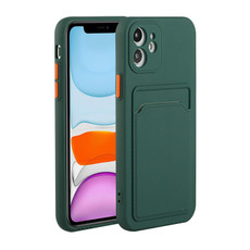 For iPhone 12 Card Slot Design Shockproof TPU Protective Case(Dark Green)