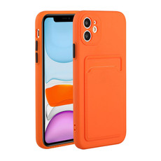 For iPhone 12 Card Slot Design Shockproof TPU Protective Case(Orange)