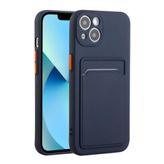 For iPhone 13 mini Card Slot Design Shockproof TPU Protective Case (Dark Blue)