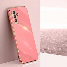 For Samsung Galaxy A82 5G XINLI Straight 6D Plating Gold Edge TPU Shockproof Case(Hawthorn Red)
