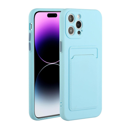 For iPhone 14 Pro Max Card Slot Design Shockproof TPU Phone Case(Sky Blue)
