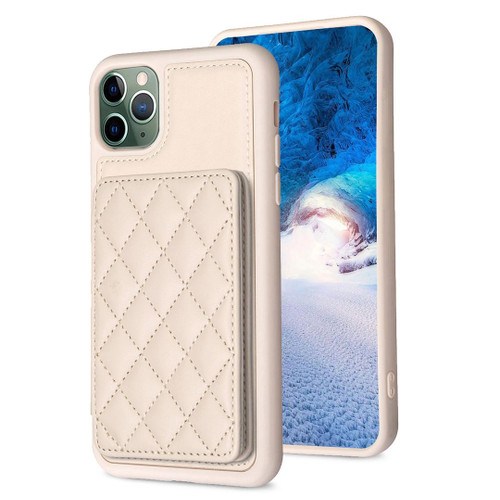 For iPhone 11 Pro BF25 Square Plaid Card Bag Holder Phone Case(Beige) For iPhone 11 Pro BF25 Square Plaid Card Bag Holder Phone Case(Beige)