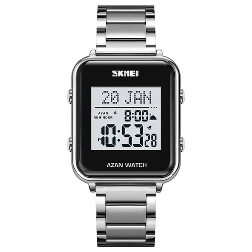 SKMEI 2064 Multifunctional Muslim Worships Compass Luminous Digital Wrist Watch(Silver+White)