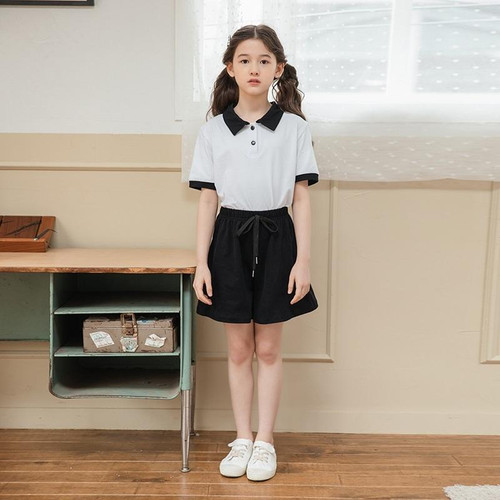 Girls Leisure Sports Two-piece Suit (Color:White Size:140cm) Girls Leisure Sports Two-piece Suit (Color:White Size:140cm)