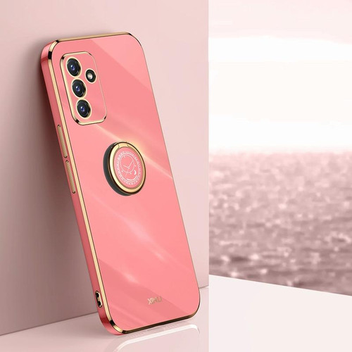 For Samsung Galaxy A82 5G XINLI Straight 6D Plating Gold Edge TPU Shockproof Case with Ring Holder(Hawthorn Red) For Samsung Galaxy A82 5G XINLI Straight 6D Plating Gold Edge TPU Shockproof Case with Ring Holder(Hawthorn Red)