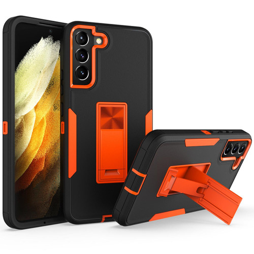 For Samsung Galaxy S22+ 5G Magnetic Holder Phone Case(Black + Orange)