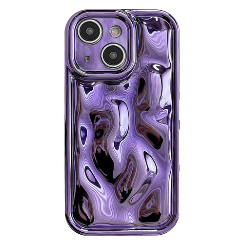 For iPhone 14 Plus Electroplating Meteorite Texture TPU Phone Case(Purple)