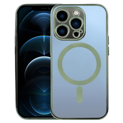 For iPhone 12 Pro Max MagSafe Electroplating Straight TPU Phone Case(Dark Green)