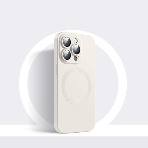 For iPhone 12 Pro CD Texture MagSafe Liquid Silicone Phone Case(White)