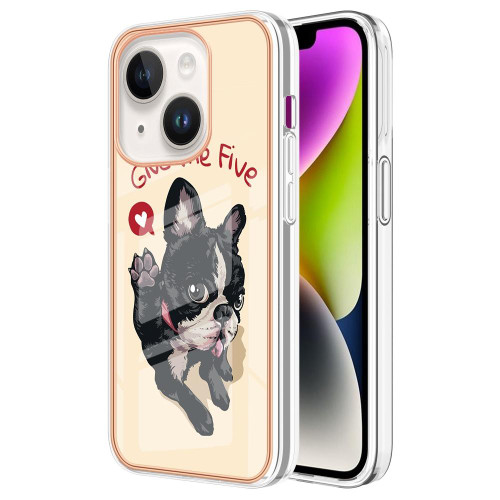 For iPhone 13 Electroplating Marble Dual-side IMD Phone Case(Lucky Dog)