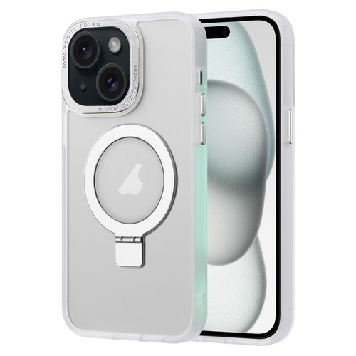 For iPhone 15 Skin Feel MagSafe Magnetic Holder Phone Case(Matte White) For iPhone 15 Skin Feel MagSafe Magnetic Holder Phone Case(Matte White)