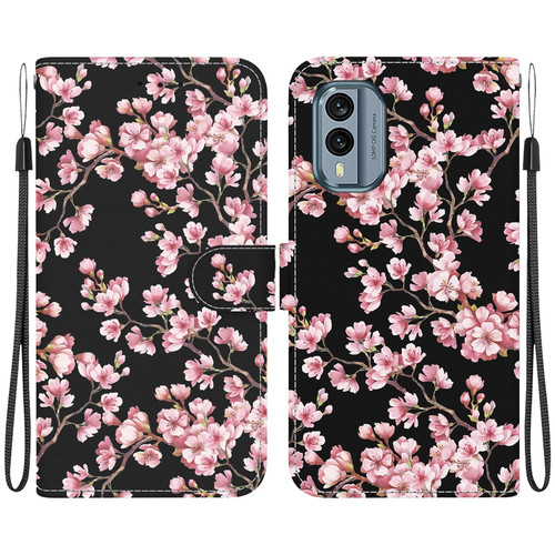 For Nokia X30 Crystal Texture Colored Drawing Leather Phone Case(Plum Bossom)
