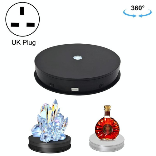 30cm Electric Rotating Turntable Display Stand  LED Light Video Shooting Props Turntable, Power Plug:220V UK Plug(Black)