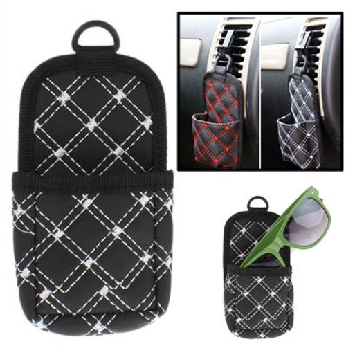 PU Leather Multifunctional Car Storage Pouch / Cell Phone Pocket(Black)