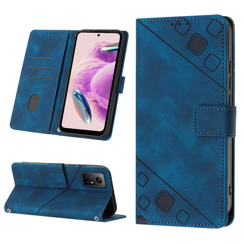 For Xiaomi Redmi Note 12S 4G Global Skin-feel Embossed Leather Phone Case(Blue)