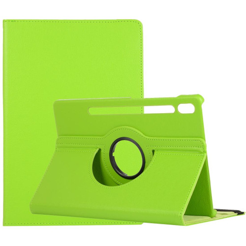 For Samsung Galaxy Tab S9+ 360 Degrees Rotation Holder Litchi Texture Leather Tablet Case(Green)