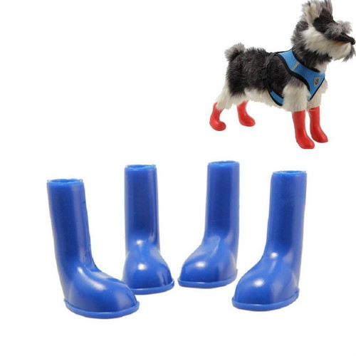 4 PCS/Set Pet Rain Boots Waterproof Non-slip Dog Shoes, Size:M(Blue)