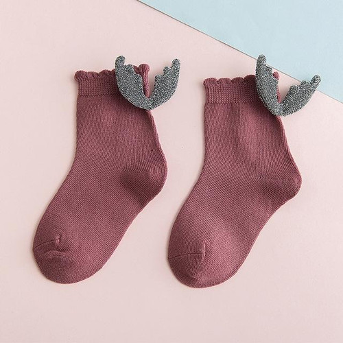 Girls Fashion Personality Wings Socks Baby Cotton Socks, Color:Fuchsia(S)