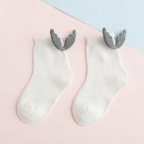 Girls Fashion Personality Wings Socks Baby Cotton Socks, Color:White(M) Girls Fashion Personality Wings Socks Baby Cotton Socks, Color:White(M)