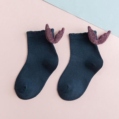 Girls Fashion Personality Wings Socks Baby Cotton Socks, Color:Dark blue(M) Girls Fashion Personality Wings Socks Baby Cotton Socks, Color:Dark blue(M)