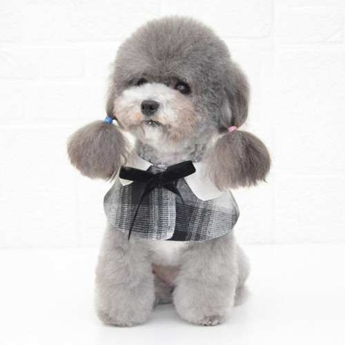Dog Shawl Small Cloak Pet Bow Ttie Saliva Towel Pet Accessories, Size:S(Black White Grid)