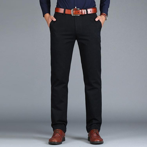 Straight Loose Casual Cotton Trousers for Men(Black)