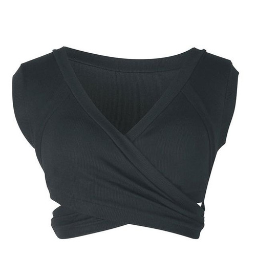 Sexy Ladies Knit Sleeveless Straps Lumbar Short Vest Bottoming Shirt, Size:L(Dark Gray)