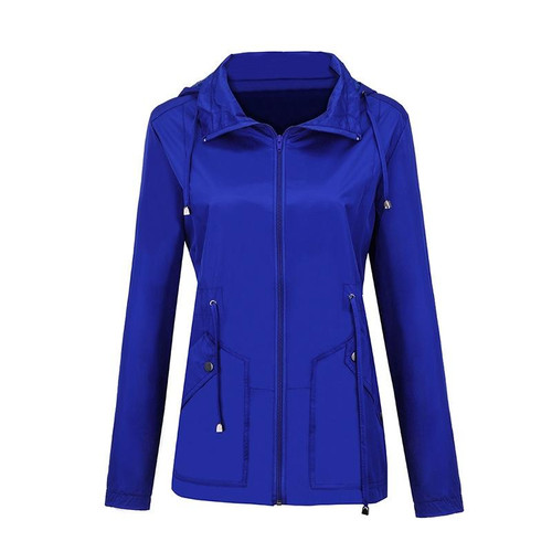 Raincoat Waterproof Clothing Foreign Trade Hooded Windbreaker Jacket Raincoat, Size: XXXL( Lake Blue)(Lake Blue)