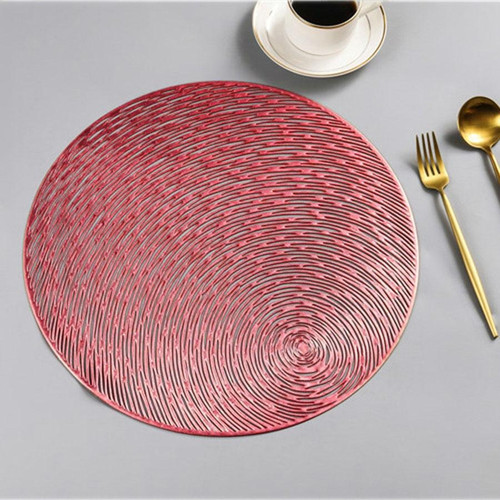 2 PCS Fashion Round Hollow Placemats PVC Table Mats Coffee Cup Pad(Red)