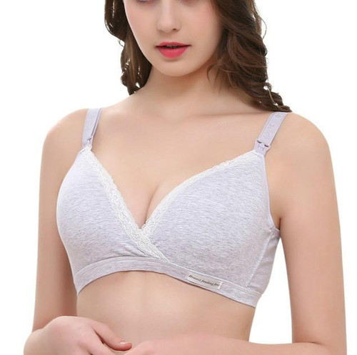 Nursing Maternity Clothing Cotton Breast Feeding Bra for Pregnant Women Pregnancy Breast Sleep Underwear, Size:36/80(Gray)
