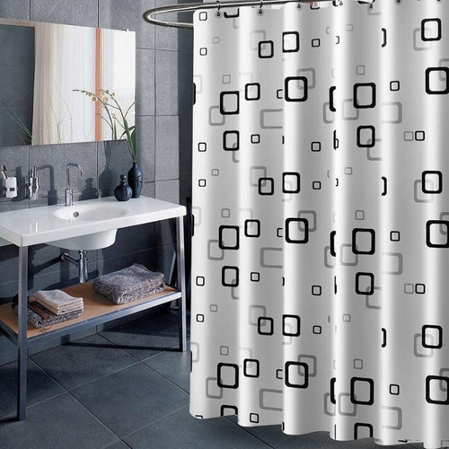 Bathroom Thick Waterproof Shower Curtain, Size:180X200cm, Style:with Copper Buckle