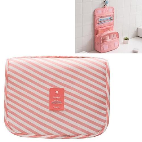 Travel Large-Capacity Storage Portable Portable Waterproof Cosmetic Wash Storage Bag, Size:24  20  9.5 cm(Pink Stripes)