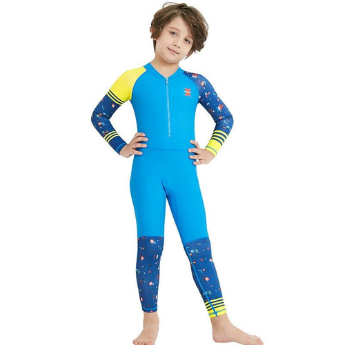 DIVE & SAIL LS-18822 Children Diving Suit Outdoor Sunscreen One-piece Swimsuit, Size: L(Boy Blue)