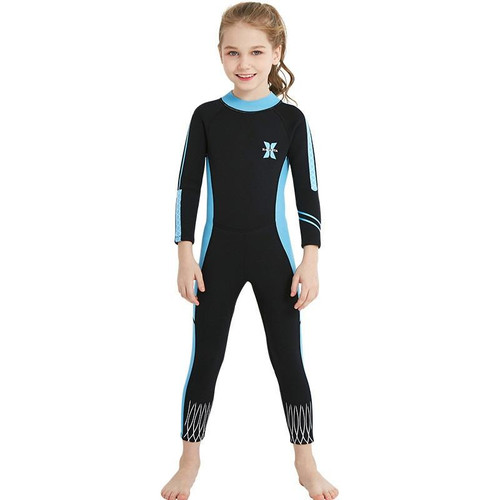 DIVE&SAIL 2.5mm Children Diving Suit One-piece Warm Snorkeling Suit Drifting Sunscreen Swimsuit, Size: L(Black Blue) DIVE&SAIL 2.5mm Children Diving Suit One-piece Warm Snorkeling Suit Drifting Sunscreen Swimsuit, Size: L(Black Blue)