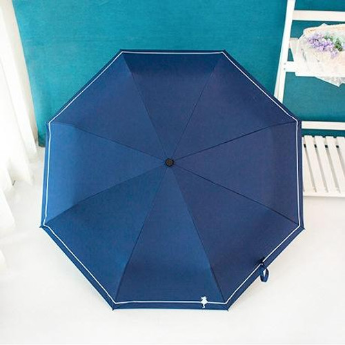 Small Fresh Forest Simple Sun and Rain Dual-use Sun Umbrella Sunscreen UV Protection Black Plastic Umbrella, Style:Manual(Blue)