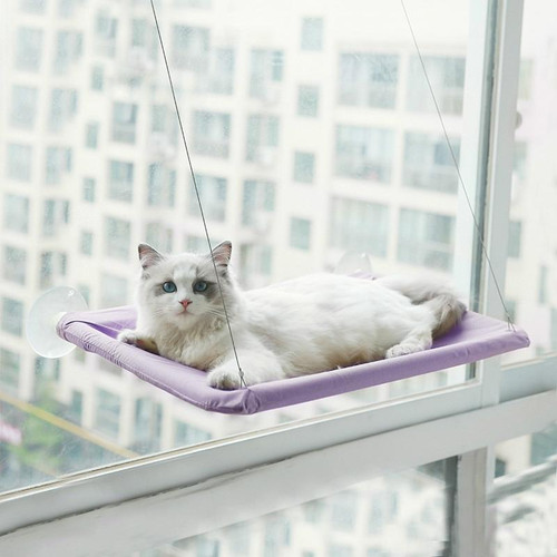 Pets Suction Cup Cat Hammock Window Hanging Hammock(Purple)