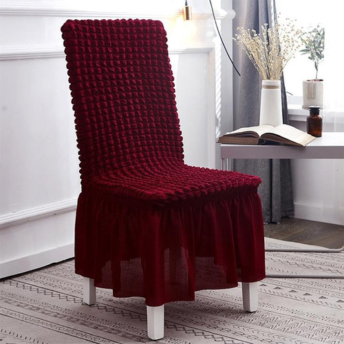 Bubble Skirt Chair Cover Household Elastic Universal One-piece  Seat Stool Cover Fabric Grid Chair Cover, Size: Universal Size(Wine Red)