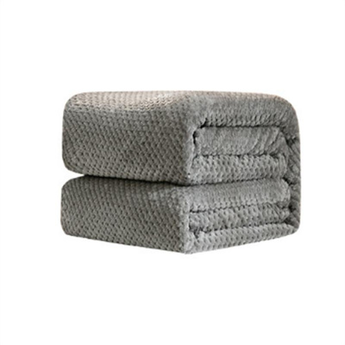 Thicken Solid Color Mesh Pineapple Flannel Blanket Coral Fleece Air Conditioning Sofa Cover Winter Warm Sheets Easy Wash Faux Fur Blankets, Size:100x150cm(Grey)