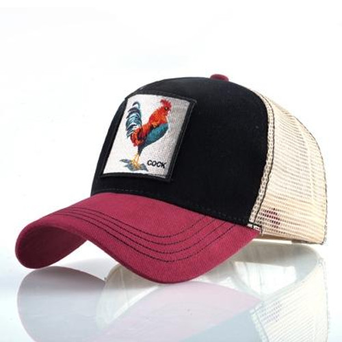 Cotton Embroidered Animal Baseball Cap(Red2 Cock)